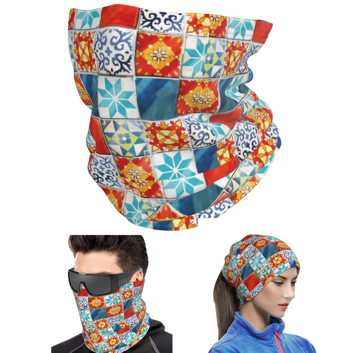 Board Game Azul - Cache-cou bandana coloré à motifs Azulejos