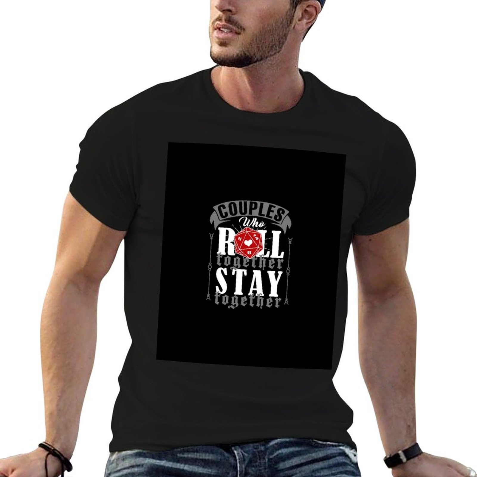 Board Game Festival - T-shirt unisexe drôle DND pour couples,