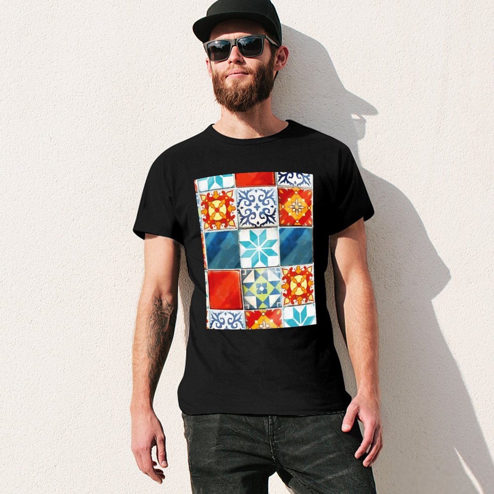 T-shirt confortable à col rond - Board Game Azul avis et prix