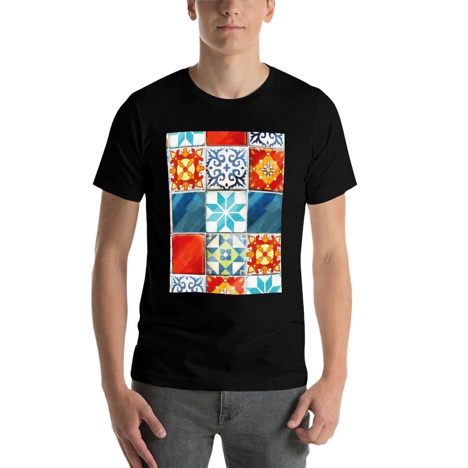 T-shirt coloré avec des carrea - Board Game Azul avis et prix
